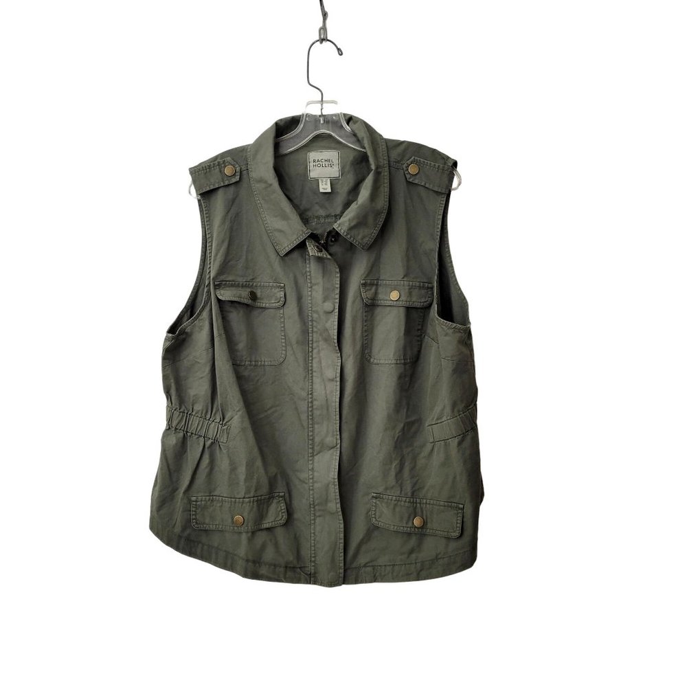 Rachel Hollis Olive Green Cargo Cotton Vest Size 1X - Picture 1 of 5